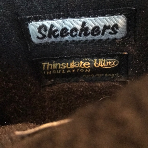 Skechers black leather winter boots shoes size 6 - Picture 2 of 16